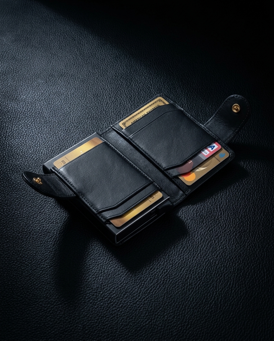 Givony RFID+NFC Leather Pop-Up Card Wallet
