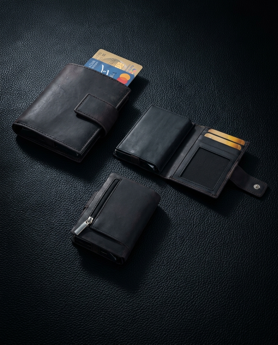 Givony RFID+NFC Leather Pop-Up Card Wallet
