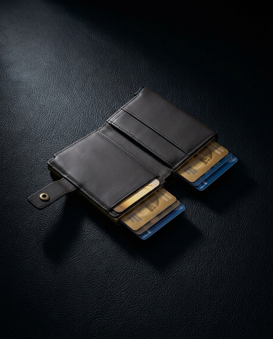 Givony RFID+NFC Leather Pop-Up Card Wallet